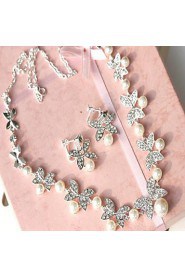 Jewelry Set Women's Wedding Jewelry Sets Imitation Pearl / Alloy Rhinestone Necklaces / Earrings Ivory