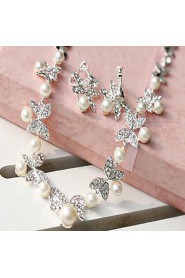 Jewelry Set Women's Wedding Jewelry Sets Imitation Pearl / Alloy Rhinestone Necklaces / Earrings Ivory