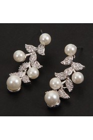 Drop Earrings Women's Platinum Earring Pearl/Rhinestone