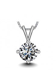 Classic Austrian Rhinestone Round Ball Pendants Shinning Link Chain Real Silver Necklace Bestfriend Women Jewelry