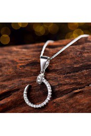 Super Flash Trendy Moon Necklace Real 925 Sterling Silver Pendant Round Rhinestone Zircon Women Fine Jewelry