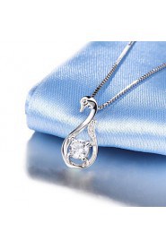 Real Silver Link Chain AAA+ Natural Rhinestone Swan Pendant Necklace NEW Crystal Jewelry High Quality