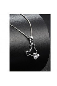 NEW High Quality Crystal Jewelry Real 925 Silver Link Chain Natural Rhinestone Mickey Mouse Pendant Necklace