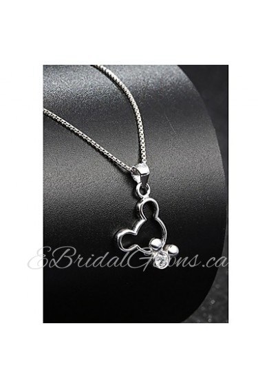 NEW High Quality Crystal Jewelry Real 925 Silver Link Chain Natural Rhinestone Mickey Mouse Pendant Necklace