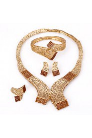 WesternRain Brown Rhinestone Charm Necklace Gold Plated Jewelry Set for The bride wedding accessories