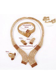 WesternRain Brown Rhinestone Charm Necklace Gold Plated Jewelry Set for The bride wedding accessories