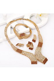 WesternRain Brown Rhinestone Charm Necklace Gold Plated Jewelry Set for The bride wedding accessories