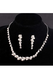 Women's Silver/Alloy Wedding/Party Jewelry Drop White Rhinestones/Crystal/Diamond Pearls Jewelry Set For Bridal