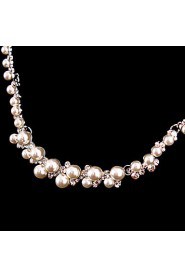 Women's Silver/Alloy Wedding/Party Jewelry Drop White Rhinestones/Crystal/Diamond Pearls Jewelry Set For Bridal