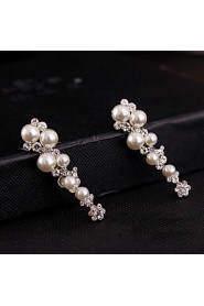 Women's Silver/Alloy Wedding/Party Jewelry Drop White Rhinestones/Crystal/Diamond Pearls Jewelry Set For Bridal