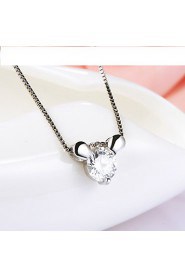 New Cute White Rhinestone Small Mouse Pendant Crystal Necklace 925 Sterling Silver Chain Women Jewelry