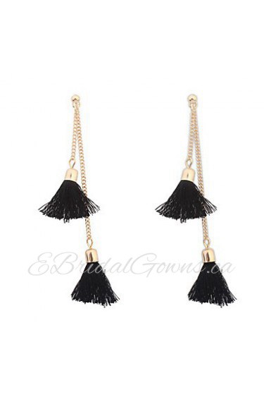 Small Metal Chain Tassel Retro Drop Earrings Wedding