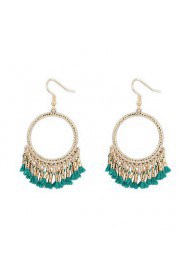 Simple National Wind Hollow Fringed Bohemian Circle Earrings