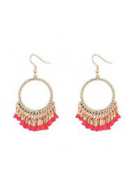 Simple National Wind Hollow Fringed Bohemian Circle Earrings