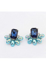 European And American Fashion Extravagance Gemstone Flower Earrings