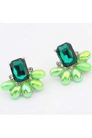 European And American Fashion Extravagance Gemstone Flower Earrings