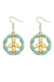 Fashion Sweet Hollow Flower Water Drop Circle Earrings