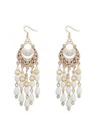 Elegant Bohemian National Wind Hollow Fringed Crescent Drop Earrings