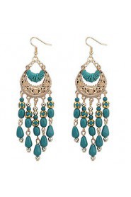 Elegant Bohemian National Wind Hollow Fringed Crescent Drop Earrings