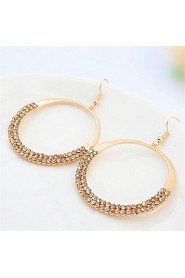 New Arrival Design Fashion Gold Silver Big Hollow Circle Rhinestone Drop Earrings