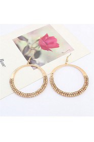 New Arrival Design Fashion Gold Silver Big Hollow Circle Rhinestone Drop Earrings