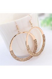 New Arrival Design Fashion Gold Silver Big Hollow Circle Rhinestone Drop Earrings