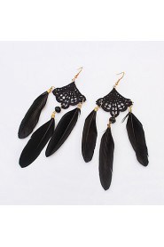 Decorative Feathers Pierced National Style Alloy Earrings