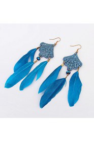 Decorative Feathers Pierced National Style Alloy Earrings