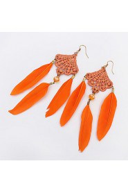 Decorative Feathers Pierced National Style Alloy Earrings