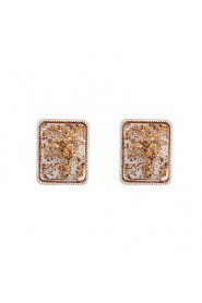 The Trend Of Retro Court Temperament Square Gemstone Earrings