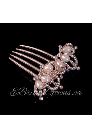 Alloy Hair Combs With Imitation Pearl/Rhinestone Wedding/Party Headpiece