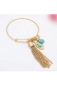 European And American Fashion Matte Gold Turquoise Bracelet