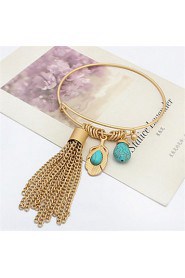 European And American Fashion Matte Gold Turquoise Bracelet