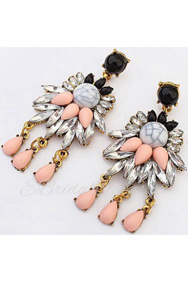 Fresh Flower Color Crystal Long Section Of Bohemia Earrings