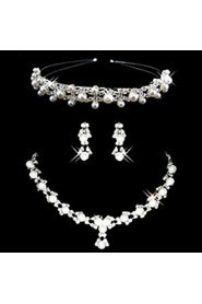 Ladies'/Women's Alloy Wedding/Party Jewelry Set With Imitation Pearl/Rhinestone