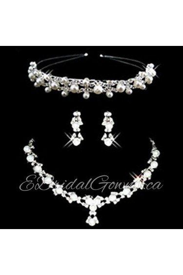 Ladies'/Women's Alloy Wedding/Party Jewelry Set With Imitation Pearl/Rhinestone