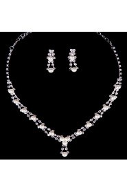 Ladies'/Women's Alloy Wedding/Party Jewelry Set With Imitation Pearl/Rhinestone