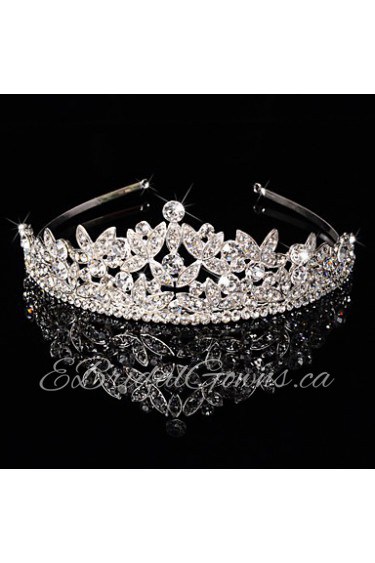 Bridal Crown Silver Tiara Queen Flower Leaf Butterfly Crystal/Diamond Hairclips Headpiece Wedding/Party