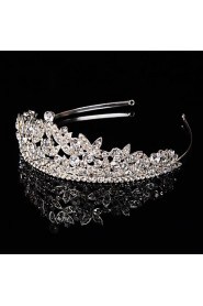 Bridal Crown Silver Tiara Queen Flower Leaf Butterfly Crystal/Diamond Hairclips Headpiece Wedding/Party