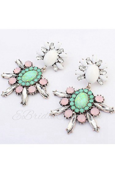 Fresh Flower Color Crystal Long Section Of Bohemia Little Turtle Shape Earrings