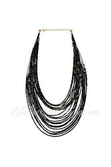 Retro Gem Exaggerated Bohemian Droplets Multilayer Beaded Necklace