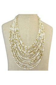 Retro Gem Exaggerated Bohemian Droplets Multilayer Beaded Necklace