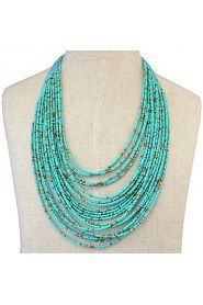 Retro Gem Exaggerated Bohemian Droplets Multilayer Beaded Necklace