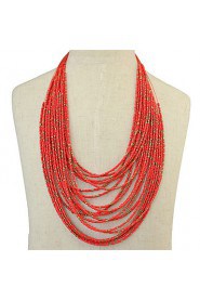 Retro Gem Exaggerated Bohemian Droplets Multilayer Beaded Necklace