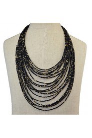 Retro Gem Exaggerated Bohemian Droplets Multilayer Beaded Necklace