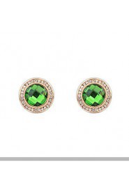 Fine Fashion Round Emerald Crystal Earrings Dinner Accessories