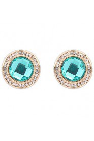 Fine Fashion Round Emerald Crystal Earrings Dinner Accessories