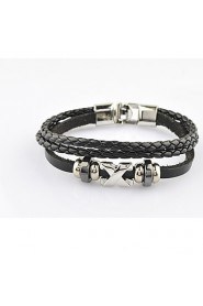 Individual Real Leather Bracelet for Fashion Men(Black/Brown)(1Pc)