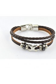 Individual Real Leather Bracelet for Fashion Men(Black/Brown)(1Pc)