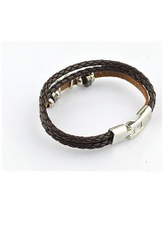 Individual Real Leather Bracelet for Fashion Men(Black/Brown)(1Pc)